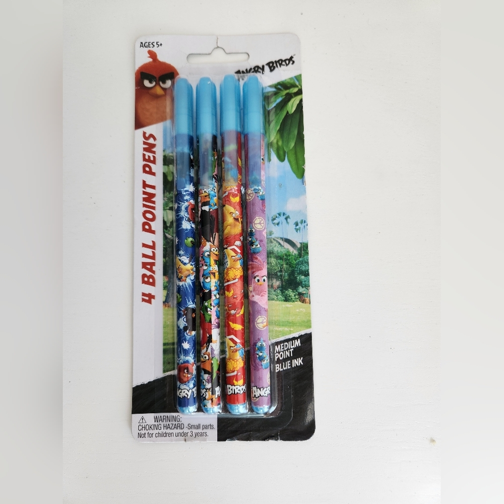 4 Angry Birds Ball Point Ink Pen Game Medium Point Blue Ink 2016 Rovio Animation